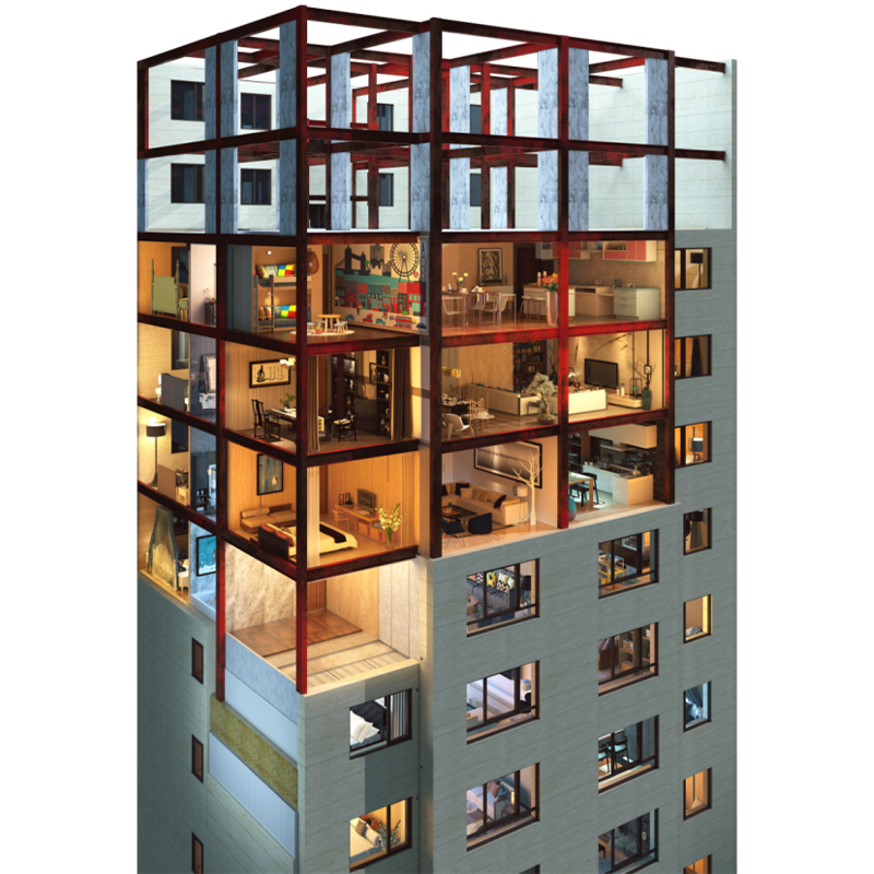 What are the key structural features of a roof waterproofing system for light steel villas?